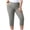 Gray-01, variant on Nugftut Plus Size Capris for Women, Solid Color Yoga Pants with Pockets Elastic Waist Capri Leggings