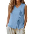 thumbnail image 6 of Outfmvch Button Down Vest Vest Shirts for Women Vest for Women Ladies Linen Vest Linen Blend Tops for Women Button Down Sleeveless Shirts for Women Linen Vest Tops For Women Blue XL, 6 of 7