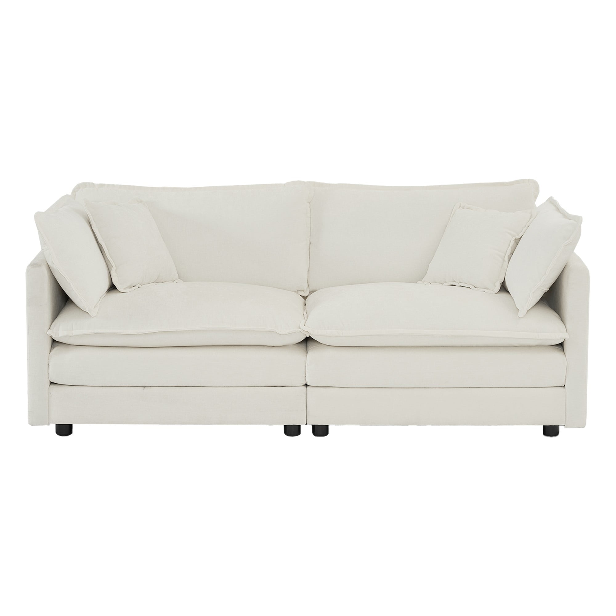2 - Piece Living Room Set, 2 Pieces Upholstered Loveseat and Couch for Home Office Lounge, Sofa Set of 2, 2-Piece (2+2 Seat) Couch Set for Living Room (White)