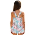 thumbnail image 2 of FOR U DESIGNS Girls' Sleeveless One-Piece Swimsuit Comfortable Tropical Kids Bathing Suit Swimwear Skirted Bathing Suit, Cherry Blossom Marble, 2 of 7
