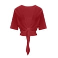thumbnail image 3 of Besolor Womens Sheer Cropped Cardigan Summer Casual Solid Color Lightweight Tie Front Short Sleeve Chiffon Shrug, 3 of 7
