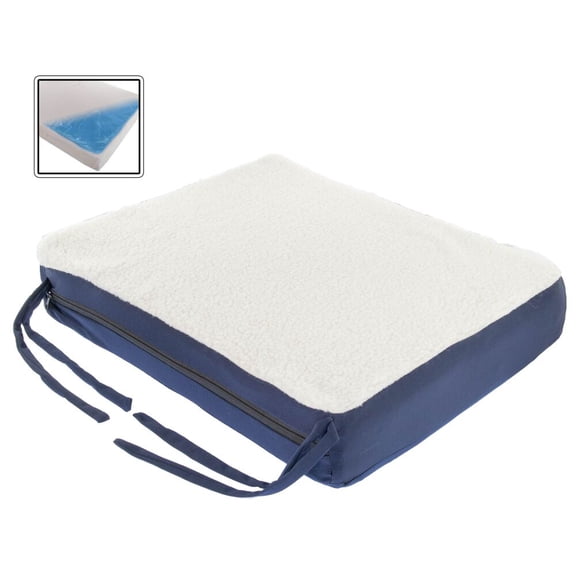 Gel Memory Foam Seat Cushion with Chair Ties - Orthopedic Seat Pad for Office, Car, Truck, and Wheelchair - Cooling Comfort, Portable, Pressure Relief & Superior Support - Washable Cover