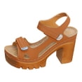 thumbnail image 6 of Rokment Platform High Heels Walking Work Sandals for Women 2026 Summer Fashion Comfortable Extra Chunky Block Heeled Ankle Strap Casual Dress Sandals Brown Size 9.5, 6 of 7