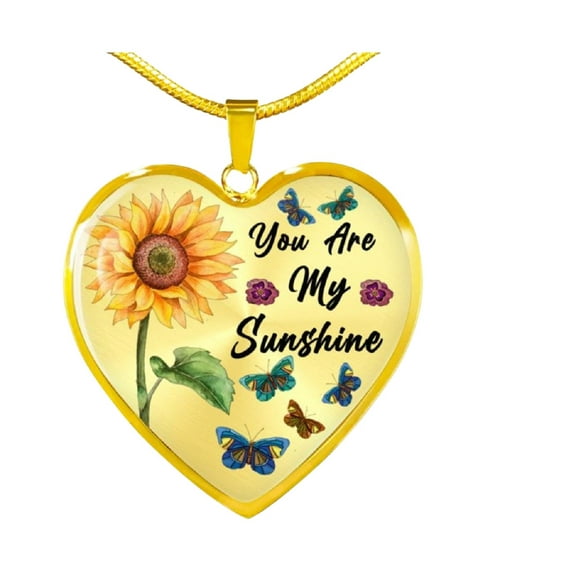 You Are My Sunshine Daisy Heart Charm Necklace