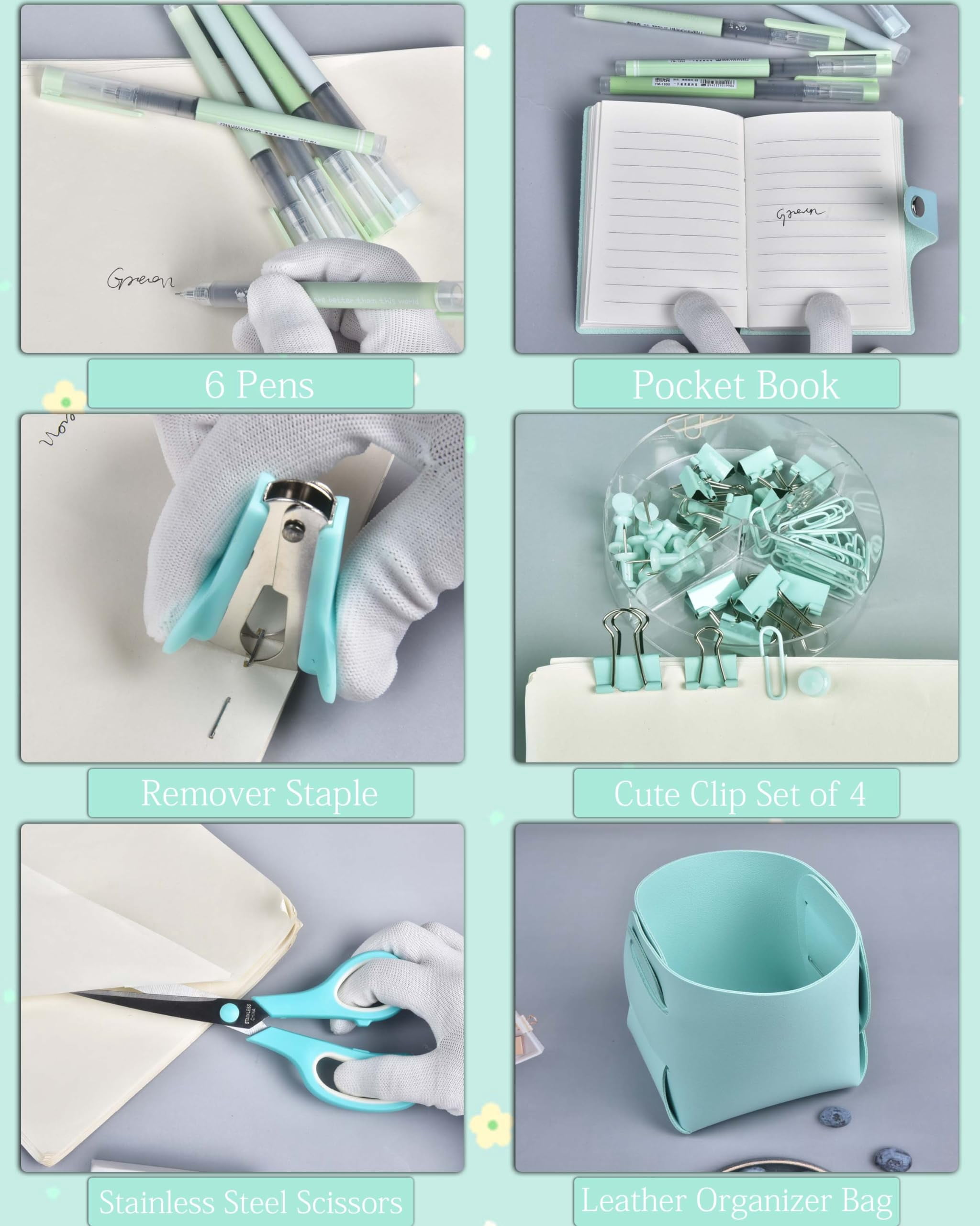 21pcs Green And Blue Desk Organizers Accessories With Mesh Organizer 360°rotating Pen Holder A Lot Of Office Supplies Beautifully Presented In Gift Box
