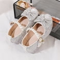 thumbnail image 2 of FAHXNVB Girls Mary Jane Shoes Low Heels Pearl Strap Bow Glitter Dress Shoes Wedding Birthday Party Sparkly Princess Shoes 4.5-11.5 Years, 2 of 7