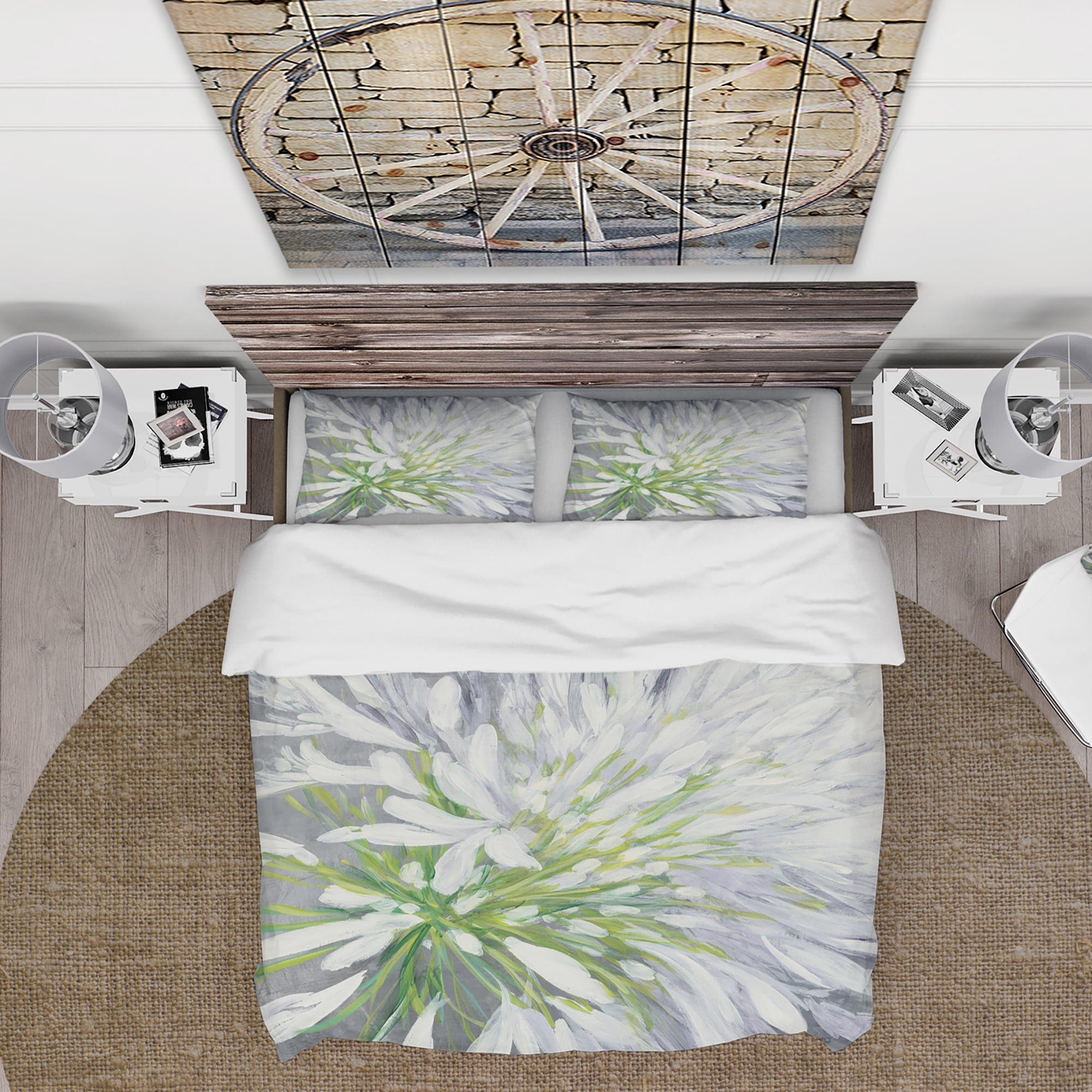 Designart 'Flower Cleome Splash II' Cottage Duvet Cover Set