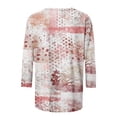 thumbnail image 4 of Leesechin Womens Shirts Clearance Fashion Printed Loose T-shirt 3/22 Sleeves Blouse Round Neck Casual Tops, 4 of 5