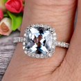thumbnail image 5 of 7mm Cushion Cut 2.05 Carat Aquamarine Engagement Ring Anniversary Gift 10k Rose Gold Halo Design, 5 of 5