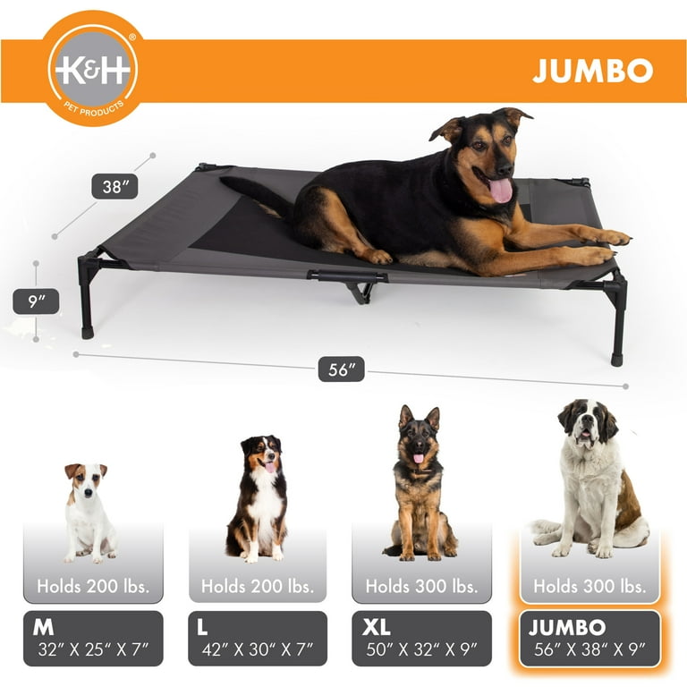 K&H Pet Products Original Pet Cot Elevated Dog Bed Charcoal/Black