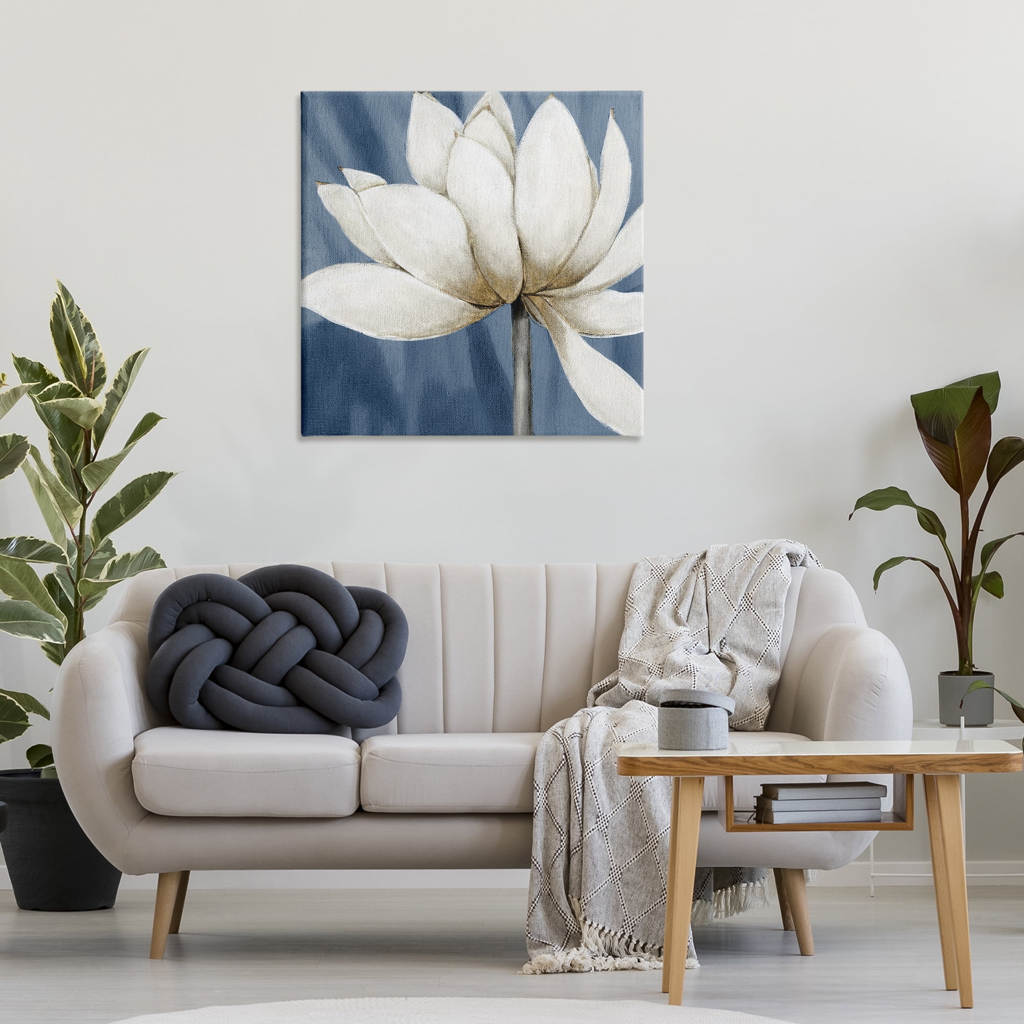 Stupell Industries White Lotus Petals Botanical & Floral Painting Gallery Wrapped Canvas Art Print Wall Art, 30 x 30