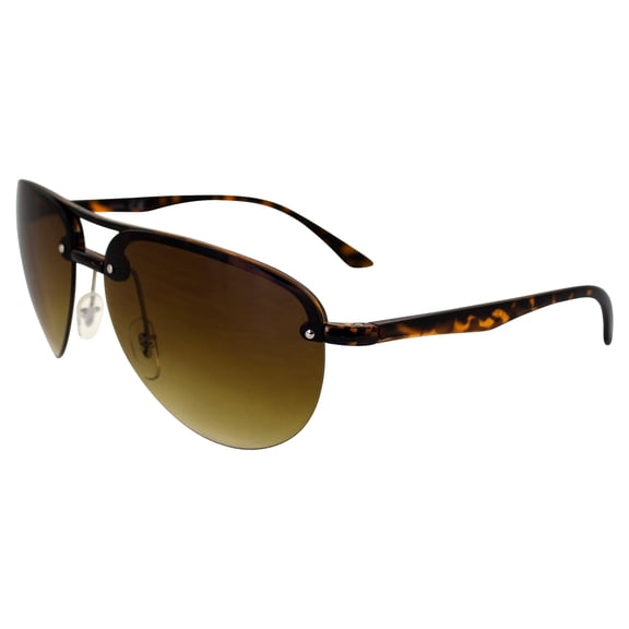 AlterImage Amelia Fashion Retro Sunglasses for Women Semi-Rimless Aviator Tortoise Frame w/ Gradient Brown Lenses