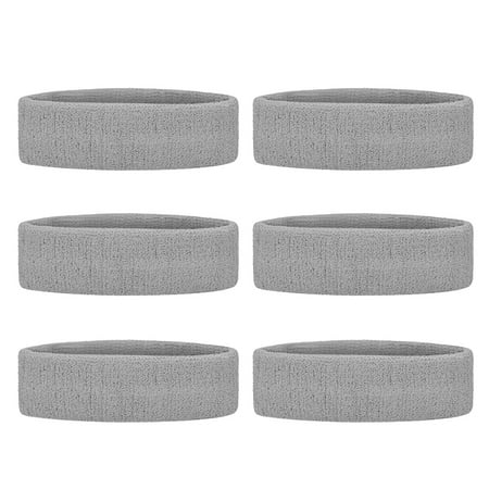 Blue Terry Cloth Headband - GOGO 6 Pieces Sports Headbands Terry Cloth Sweat Absorbing Head Band Grey