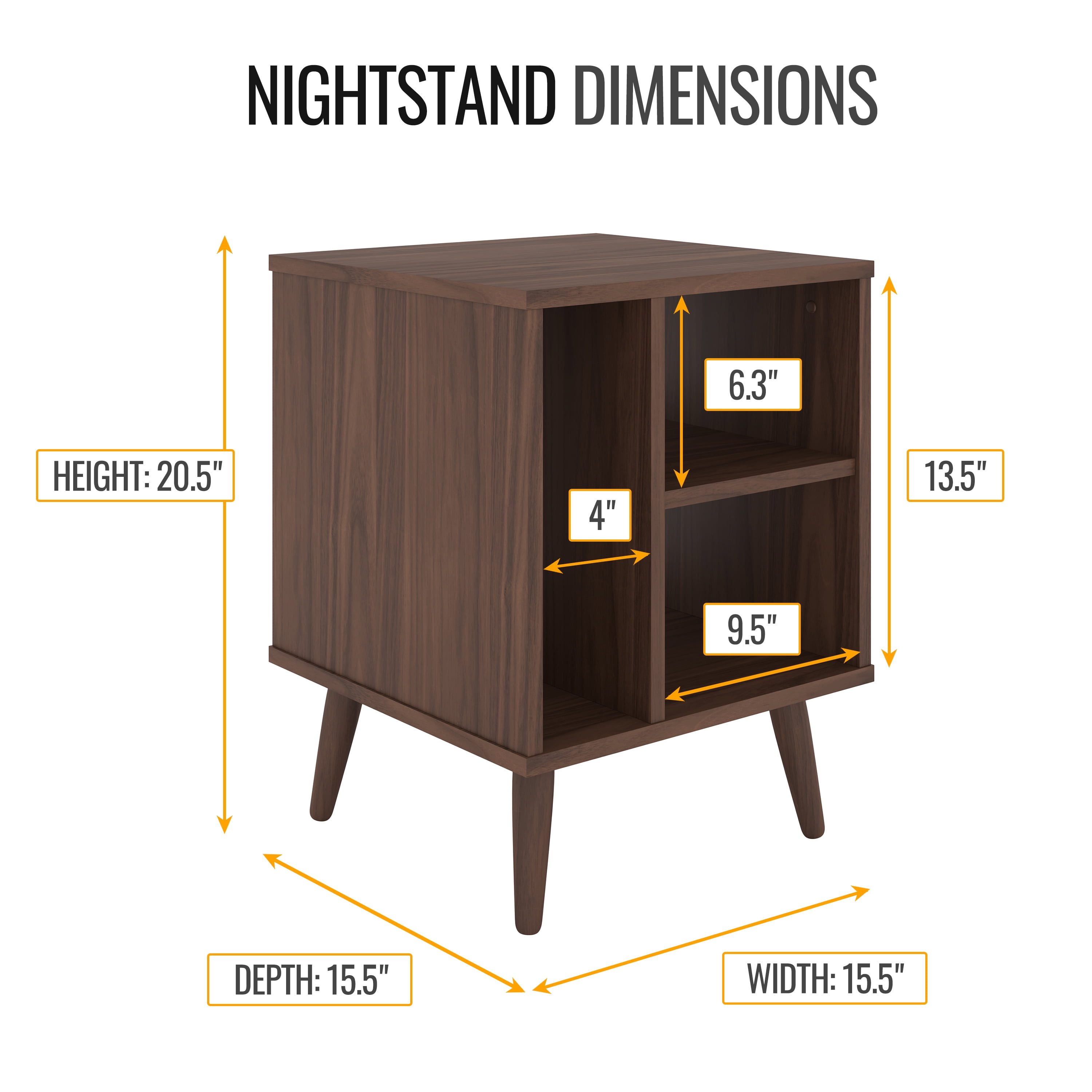 Boyd Sleep Warwick Mid-Century Modern Nightstand, Walnut