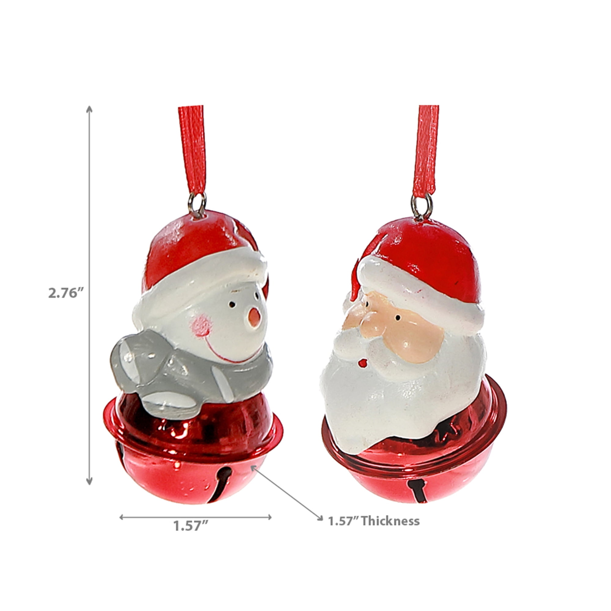 Polyresin Christmas Figure With Bell Ornament (Asstd) - Set of 12