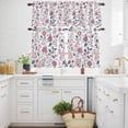 thumbnail image 3 of Cherry Blossoms Kitchen Curtains Valances and Tiers Set of 3 Pink Flower Blue Leaf Garden Wildflower Tier Curtains and Valance with Rod Pocket for Small Windows, 27.5"x24", 3 of 9
