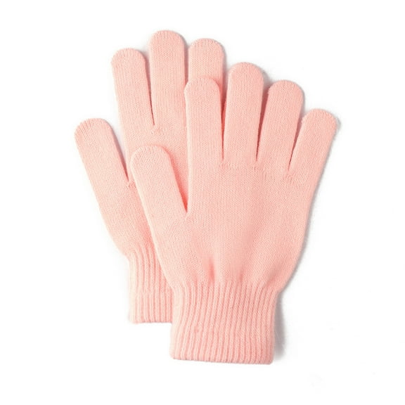 Warm Solid Color Gloves, Cold Resistant Knitted Gloves, Unisex Cycling Gloves Light pink One Size