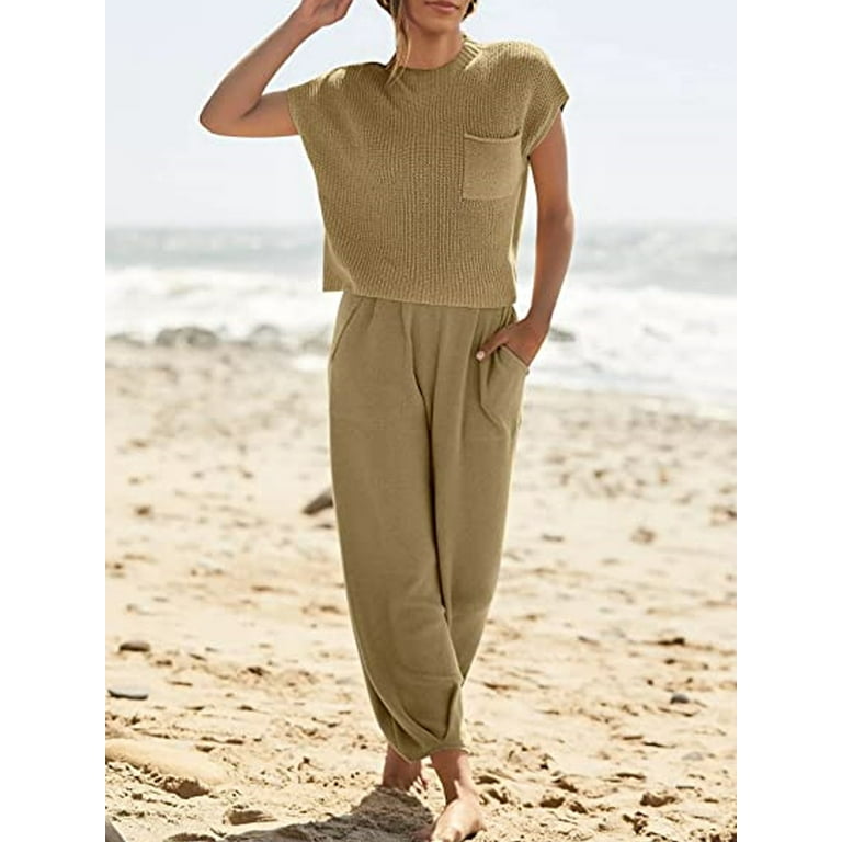 Rib knit deals carrot sweater pants