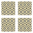 thumbnail image 1 of Geometric Coaster Set of 4, Motif of Zig Zag and Squares Contemporary Design Art Print, Square Hardboard Gloss Coasters, Standard Size, White Black and Yellow, by Ambesonne, 1 of 2