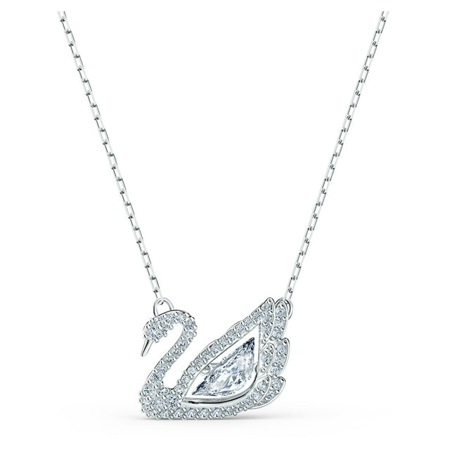 Collar con colgante de cisne de Swarovski con cristales transparentes de rodio