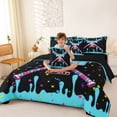 thumbnail image 3 of Manfei Ball Games 7-Piece Twin Bedding Sets,Baseball Ice Cream Bedding Comforter Set For Monogrammed T Lover Reversible, 3 of 6
