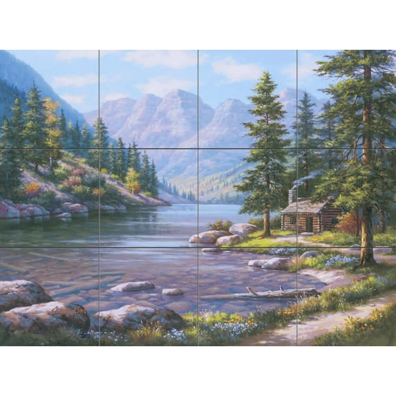 Tile Mural Kitchen Backsplash - Log Cabin Retreat-SK - by Sung Kim