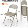 thumbnail image 3 of VINGLI Folding Chairs All Steel Metal Frame, Capacity 350 lbs, Durable Portable and Versatile for Indoor Outdoor Use, Khaki, Set of 8, 3 of 15