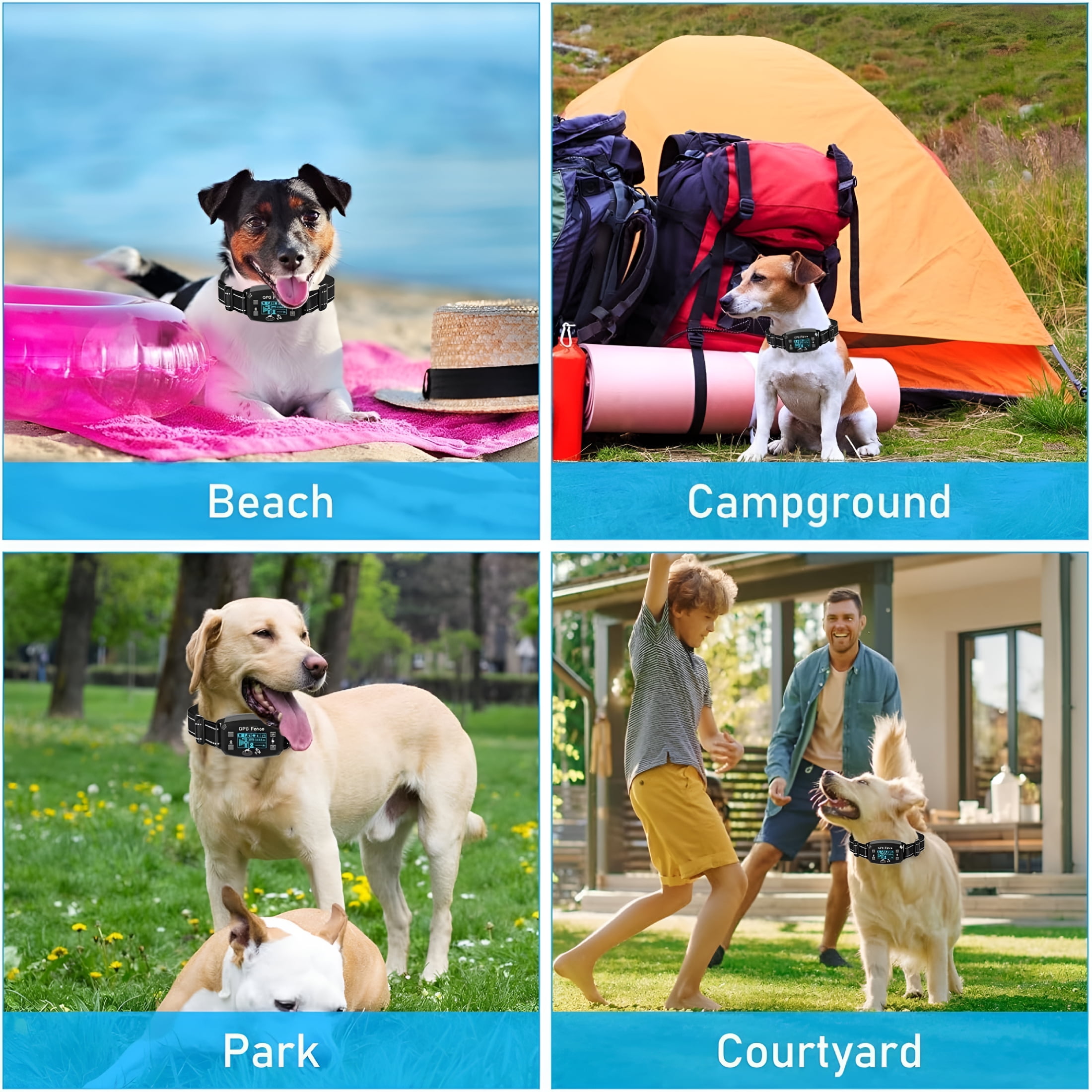 GASTROPOD Gps Wireless Dog Fence, 3 Warning Modes, Boundary Range Up to 6562 Ft, Ipx6 Waterproof Collar, Rechargeable Electric Fence for Dogs, Pet Containment System, Outdoor Use