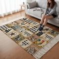 thumbnail image 5 of Area Rug with Tassels 3' x 5', Farm Animal Country Star Sunflower Kitchen Runner Rug for Hallway Bedroom Throw Rugs, Vintage Brown Buffalo Plaid Soft Door Mat for Bathroom Entrance Living Room, 5 of 9