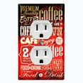 thumbnail image 1 of Metal Light Switch Wall Plate Outlet Cover (Coffee Shop Cafe Restaurant Sign Red / Black - Single Duplex), 1 of 2