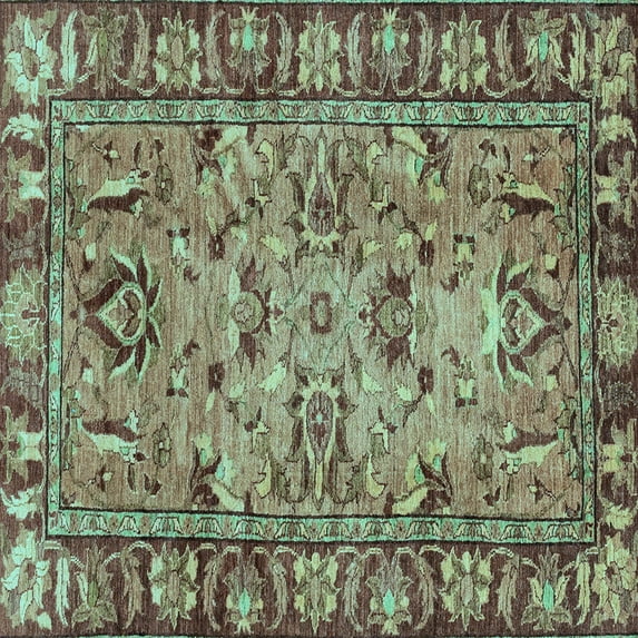 Ahgly Company Indoor Square Abstract Light Blue Modern Area Rugs, 6' Square