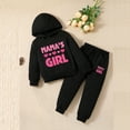 thumbnail image 2 of Fall Little Girls Outfits Boy Unisex Solid Sweatsuit Long Sleeve Warm Hooded Pullover Tops Pants Clothing Sets for Kids Sweet Size 5-6T, 2 of 6