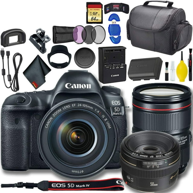 Canon EOS 5D Mark IV DSLR Camera with 24-105mm F/4L II Lens (International Model) Plus Bundle(International Model)
