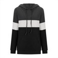 thumbnail image 2 of Rib-Knit Hoodies for Women Color Block Hooded Pullover Sweatshirt with Pocket Long Sleeve Drawcord Tops (2XL, Gray), 2 of 5