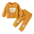 thumbnail image 3 of THDHVS Girls Sweatsuit,Toddler Boy Outfits,Fashion Girls and Boys'baby Casual Long Sleeve Round Neck Print Long Pants Sets Orange 12-18 Months, 3 of 7