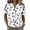 White, variant on Abstract Geometric Print Henley Blouse for Women - Short Sleeve V-Neck Button Down Tunic, Casual Loose Fit Summer Top White XXL