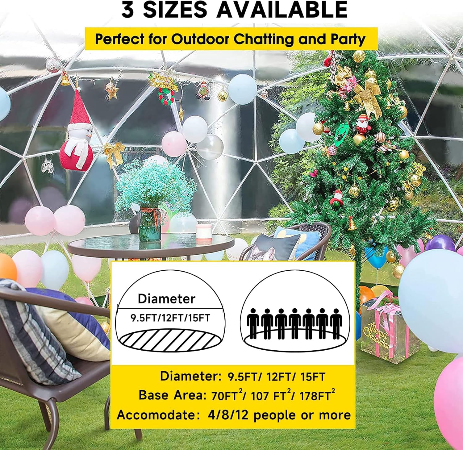 Esheno Outdoor Garden Dome Tent 9.5x5.7ft PVC Transparent Cover Weatherproof Greenhouse for Patio Party Green