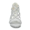 thumbnail image 2 of XYD Women Fashion Round Open Toe Block Low Heel Pumps Ballroom Strappy Sandals Back Zip Dance Party Dress Shoes Size 7 Silver, 2 of 5