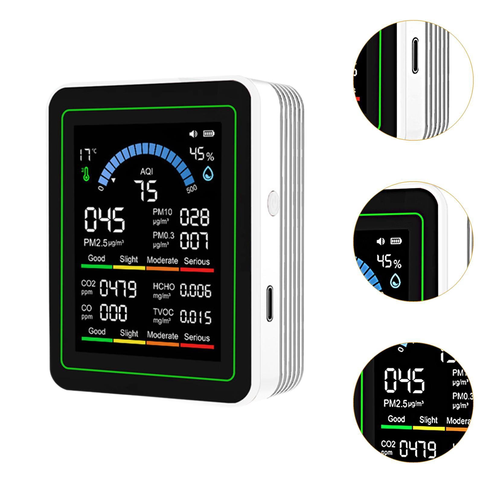 Zxpjkyu Mini Air Quality Meter Professional Air Analyzer for Greenhouse School House White