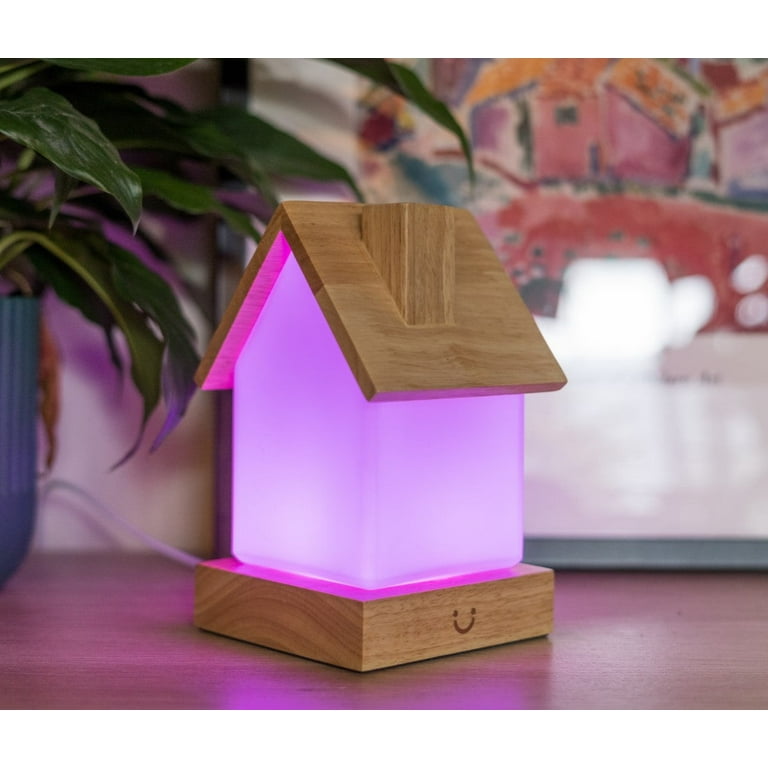 Modern Friendship Lamp Home Wood Glass Design Long Distance Touch Lamp Relationship Gift LuvLink Set of Three Natural