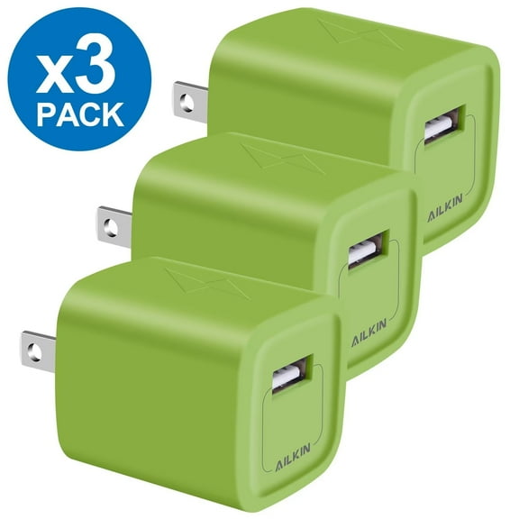 USB Wall Charger Block,USB Charger Adapter,AILKIN 5V/1A/3Pack Wall Charger Block Fast Charging Station Power Base Charger Block Plug Brick for iPhone Wall Charger