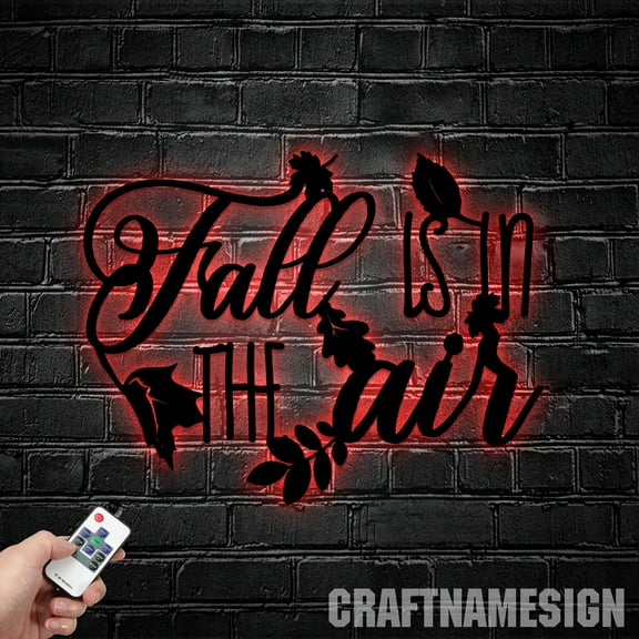 Craftnamesign Fall Is In The Air Metal Sign Led Light, Fall Vibes, Autumn Sign, Thanksgiving Gifts