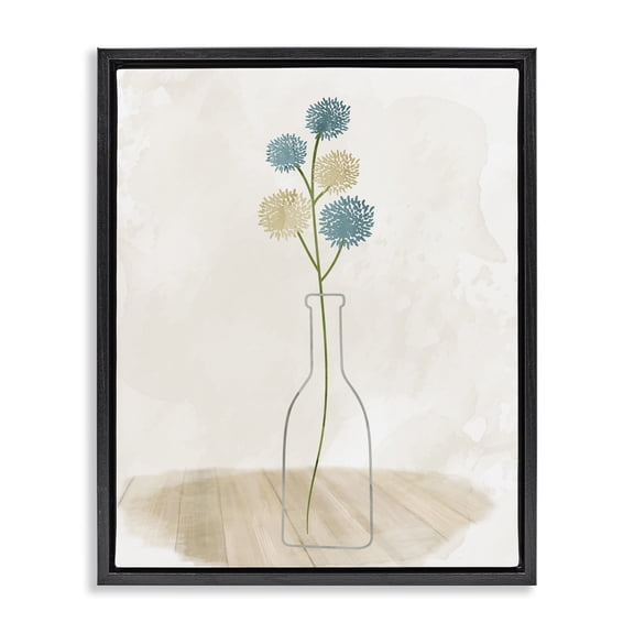 Stupell Industries Modern Simple Bud Vase Black Floating Frame Canvas Art, 17 x 21, by Kim Allen