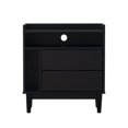 thumbnail image 4 of 25" Solid Wood 2-Drawer Night Stand with Gallery - Black, 4 of 5