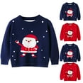 thumbnail image 3 of Odeerbi Toddler Boys Girls Christmas Sweater Cute Winter Thermal Knit Crewneck Sweater Kids Baby Fall Christmas Pullover Sweater Knitted Bottoming Shirt Toddler Clothes Dark Blue, 3 of 4