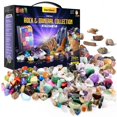 thumbnail image 1 of Rock, Fossil & Mineral Collection & Activity Kit. Includes 250+ Real Gemstones, Crystals Specimens & Jumbo Learning Mat - Bulk Rough Rocks, Polished Gem Stones, Genuine Fossils, 1 of 8