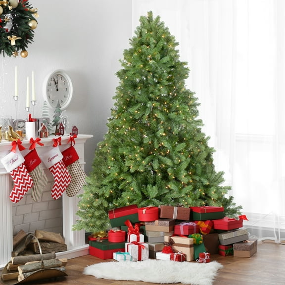 Northlight Real Touch™️ Pre-Lit Full Noble Fir Artificial Christmas Tree - 7.5' - Clear Lights
