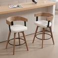 thumbnail image 3 of Dayalane Mid Century Modern Bar Stools Set of 2, 26" Swivel Counter Stools with Barrel Back, Linen Upholstered Barstools with Wood Legs for Kitchen Island, Dining Room, Home Bar, White, 3 of 14