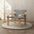 thumbnail image 2 of Detachable and Washable Oak Accent Chair Wide Armrest Mid-Century Lounge Chair Linen Fabric Armchair & Solid Wood Frame for Living Room, Bedroom, Balcony,(DARK GREY), 2 of 5