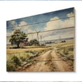 thumbnail image 2 of Designart "Whispers in the Wind Turbine Meadow" Landscapes Print on Natural Pine Wood, 2 of 5